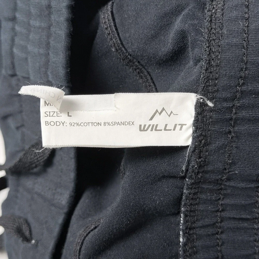 Willit Men's Sweatpants Black L Drawstring Elastic Waist Pockets Straight Leg